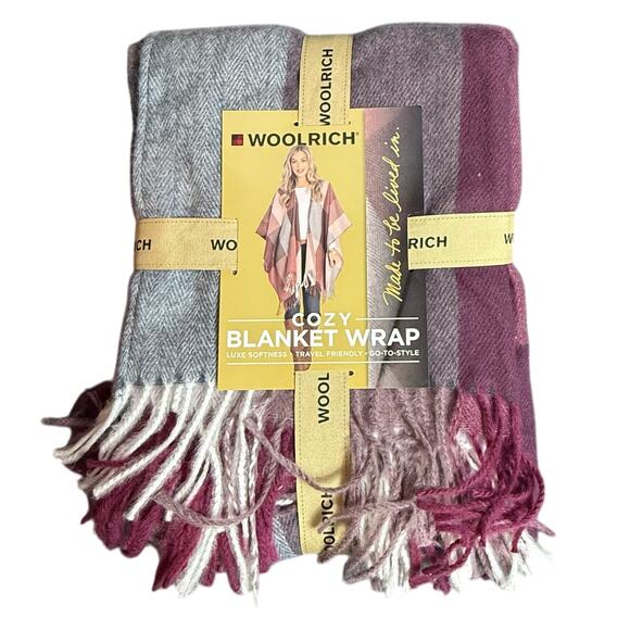 Woolrich Luxe Daphine Plaid Warm Cozy Blanket Shawl Wrap Cape One Size Brand New - Picture 1 of 5